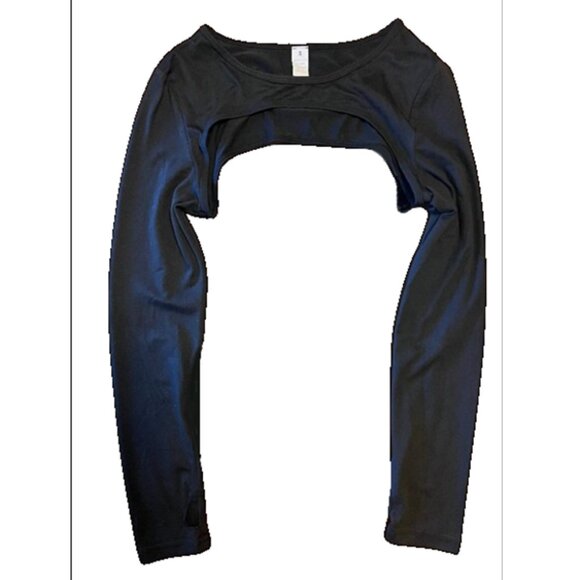 Long Sleeve Cut Out Bolero Shrug Crop Top With Thumbholes S/M - Picture 2 of 4